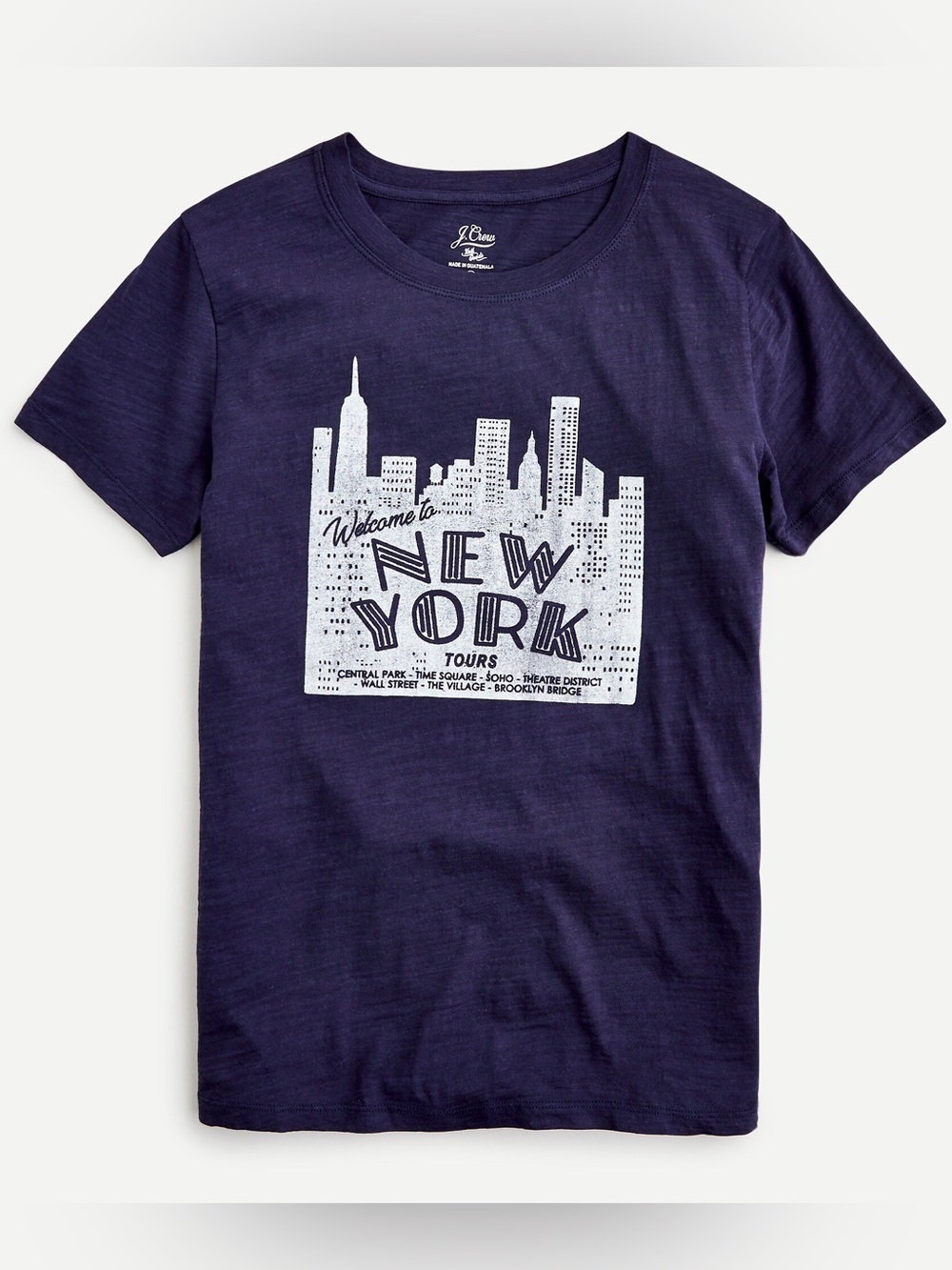 J. Crew New York Graphic Tee Navy 100% Cotton Short Sleeve T-Shirt Size Small
